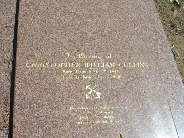 Christopher William COLLINS, 30 July 1963 - 13 Jan 2000,  | Tingalpa Christ Church (Anglican) cemetery, Brisbane  |   | 