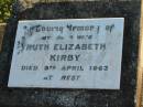 
Ruth Elizabeth KIRBY, wife,
died 9 April 1963;
Toogoolawah Cemetery, Esk shire
