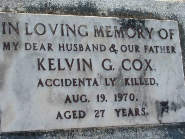 Kelvin G COX  | 19 Aug 1970 aged 27  | Toogoolawah Cemetery, Esk shire  | 