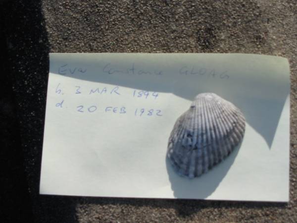 John Reid GLOAG  | 9 Sep 1953 aged 80  | Andrew Reid GLOAG (Tim)  | 6 May 1918 aged 34  | Eva Constance GLOAG  | b: 3 Mar 1894, d: 20 Feb 1982  | Toogoolawah Cemetery, Esk shire  | 