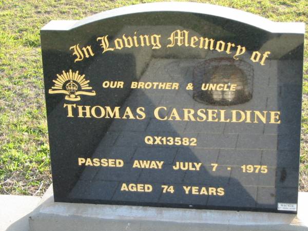 Thomas CARSELDINE  | 7 Jul 1975 aged 74  | Toogoolawah Cemetery, Esk shire  | 