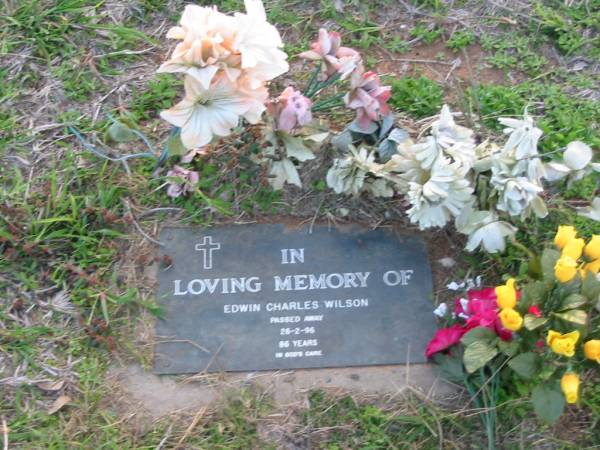 Edwin Charles WILSON  | 26 Feb 1996 aged 86  | Toogoolawah Cemetery, Esk shire  | 