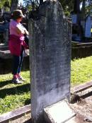 Peter McCAULEY
(son of Peter McCAULEY
drowned 5 Jan 1832
aged 3 years and 3 months
Brisbane General Cemetery (Toowong)