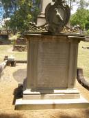 Toowong Cemetery, por 13, sect 29, grave 22;
Bell Harry Frederic Hawkesley, 12 10 1938, 81 years;
Bell Charles Frederick, 19 08 1875;
Toowong cemetery portion 13 sect 29 grave 11;
Hobbs Ivy Phyllis, 09 08 1915;
Bell Harriett, 28 05 1913, 93 years;
Charles Frederick (BELL),
eldest son of late Charles BELL,
of 29 Stanley Gardens Kensington Park, London,
d: 20 Aug 1872, aged 45;
(wife) Harriett BELL,
d: 20 May 1913;
(son) F.H. BELL,
d: 16 Aug 1938;
Phyllis HOBBS,
d: 8 Aug 1915;
A.C. BODEN,
d: 26 Nov 1945;
Florence A BODEN,
wife of A C BODEN,
d: 14 Oct 1948;