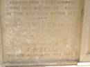 Toowong Cemetery, por 13, sect 29, grave 22;
Bell Harry Frederic Hawkesley, 12 10 1938, 81 years;
Bell Charles Frederick, 19 08 1875;
Toowong cemetery portion 13 sect 29 grave 11;
Hobbs Ivy Phyllis, 09 08 1915;
Bell Harriett, 28 05 1913, 93 years;
Charles Frederick (BELL),
eldest son of late Charles BELL,
of 29 Stanley Gardens Kensington Park, London,
d: 20 Aug 1872, aged 45;
(wife) Harriett BELL,
d: 20 May 1913;
(son) F.H. BELL,
d: 16 Aug 1938;
Phyllis HOBBS,
d: 8 Aug 1915;
A.C. BODEN,
d: 26 Nov 1945;
Florence A BODEN,
wife of A C BODEN,
d: 14 Oct 1948;