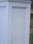 Toowong Cemetery por: 13, sect: 55, grave:4;
Hobbs William, 09 12 1890;
Bourne Emily, 24 01 1915;
Hobbs Ann, 02 10 1875;
Bourne Cicely Orton, 20 06 1908, 18 years;
Hobbs Anna Luisa, 14 02 1914;
Hobbs Edwin, 14 06 1929, 53 years;
Bourne Clfred Edward, 26 07 1972, 0 years;
Bourne Muriel Eleanor, 06 11 1964;
Bourne Joseph Orton, 28 11 1931, 87 years;
Edward HOBBS,
d: Redcliffe 4 Jan 1875, aged 13yrs 9Mon;
Alfred HOBBS,
d: 30 Nov 1878, aged 19;
Arthur HOBBS,
d: 24 Feb 1926, aged 55;
Edwin HOBBS,
d: 13 Jun 1929, aged 53;
Alice Mary Graham,
d: 29 Jul 1944, aged 71;
Anna Louisa HOBBS,
d: 13 Feb 1914, aged 79;
William HOBBS;
Cicely Orton BOURNE,
d: 19 Jun 1908, aged 18;
Emily (BOURNE),
wife of J O BOURNE,
d: 23 Jan 1815, aged 56;
Joseph Orton BOURNE,
d: 27 Nov 1931 aged 87;
Joseph William (Jack) BOURNE,
d: San Francisco 7 Sep 1934, aged 36;
Muriel Eleanor BOURNE,
d: 9 Feb 1962, aged 76;