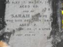 Joshua JEAYS (late mayor of Brisbane)
d: 11-Mar-1881 aged 69
Sarah JEAYS (wife)
d: 26-Jul-1864 aged 52 (buried at Milton)
Brisbane General Cemetery (Toowong)