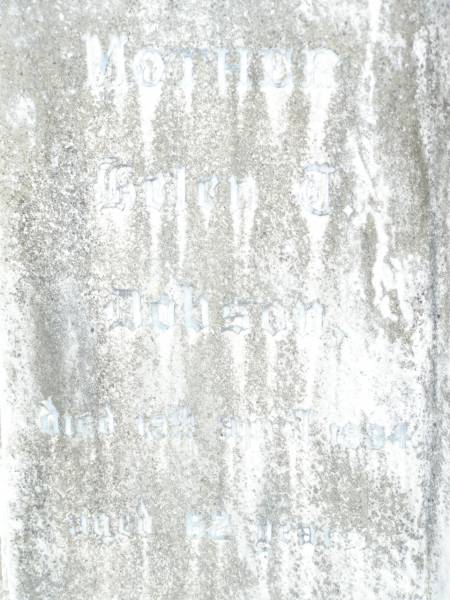 Helen T? DOBSON, mother,  | died 19 April 1934 aged 62 years;  | Frederick? DOBSON, father,  | died 9 April 1943 aged 77 years;  | Upper Caboolture Uniting (Methodist) cemetery, Caboolture Shire  | 