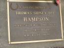 Thomas Sidney Lee HAMPSON,
born Eidsvold 23 May 1927,
died 13 July 1998;
Upper Coomera cemetery, City of Gold Coast