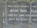 Jesse BIRD,
father,
died 6 June 1919 aged 69 years;
Elenor A.C. BIRD,
mother,
died 22 Oct 1947 aged 85 years;
Upper Coomera cemetery, City of Gold Coast