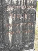 Charles H. HOWARD,
father,
died 16 Aug 1941 aged 69 years;
Harriet,
mother,
died 2 Nov 1953 aged 75 years;
Upper Coomera cemetery, City of Gold Coast