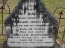 Mary BINSTEAD,
wife of William BINSTEAD,
died 10 Nov 1894 aged 66 years;
William BINSTEAD,
died 23 July 1903 aged 82 years;
Upper Coomera cemetery, City of Gold Coast