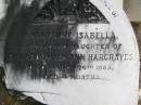 Catherine Isabella,
daughter of Richard & Mary Ann HARGRAVES,
died 26 March 1885 aged 4 months;
Upper Coomera cemetery, City of Gold Coast