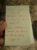 Frances Sarah,
wife of Septimus BIRLEY,
died 24 Aug 1890 aged 36 years;
John Shepherd,
youngest son,
died 11 Feb 1892 aged 9 years;
Upper Coomera cemetery, City of Gold Coast