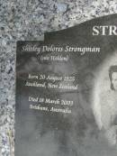 Shirley Dolores STRONGMAN (nee HOLDEN),
born Auckland New Zealand 20 August 1925,
died Brisbane Australia 18 March 2003;
James Havelock STRONGMAN,
born Auckland New Zealand 15 Sept 1923,
died Robina Australia 27 Aug 2005;
parents of Gail, James Michael & Jeffrey William;
Upper Coomera cemetery, City of Gold Coast