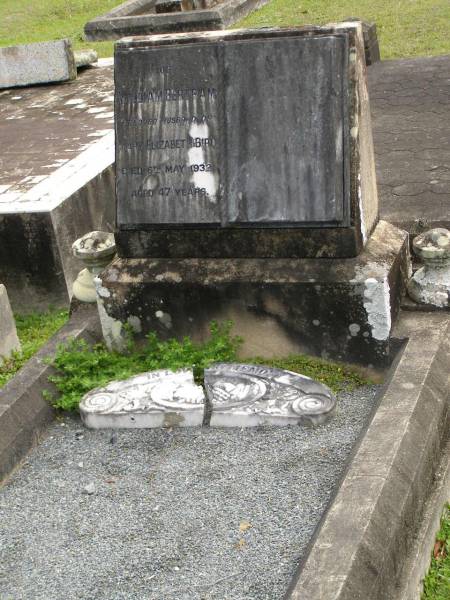 William BERTRAM,  | husband of Mary Elizabeth Bird,  | died 6 May 1932 aged 47 years;  | Upper Coomera cemetery, City of Gold Coast  | 