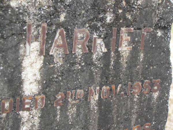 Charles H. HOWARD,  | father,  | died 16 Aug 1941 aged 69 years;  | Harriet,  | mother,  | died 2 Nov 1953 aged 75 years;  | Upper Coomera cemetery, City of Gold Coast  | 