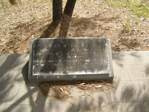 Samuel BIGNELL,  | died 29-3-1949 aged 81 years;  | Rebecca A. BIGNELL,  | wife,  | died 22-8-1961 aged 91 years;  | Walter,  | son,  | died Tobruk 9-6-41 aged 29 years;  | Sidney K.,  | son,  | died Borneo 3-10-1943 aged 23 years;  | Samuel J.,  | son,  | died 29-8-62 aged 57 years;  | Upper Coomera cemetery, City of Gold Coast  | 