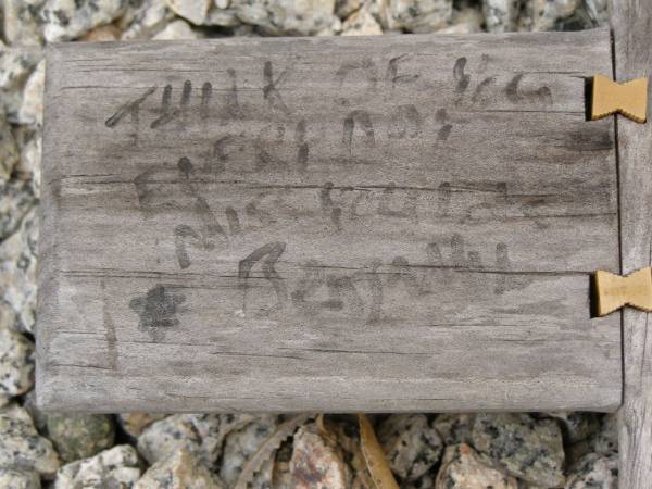 Benjamin Freeman (Benny) BRYANT,  | 25 Aug 1982 - 16 May 2004 aged 21 years;  | Margaret Joyce FREEMAN,  | grandma,  | 26 Oct 1926 - 31 Dec 2000 aged 74 years,  | ashes at Rivendell;  | Upper Coomera cemetery, City of Gold Coast  | 