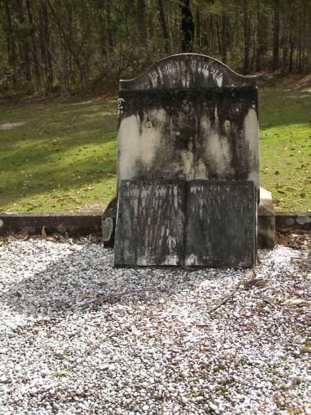 James SMITH,  | died 4 Feb 1892 aged 59 years;  | Catherine,  | wife,  | died 28 Feb 1918 aged 76 years;  | Elizabeth,  | daughter,  | died 4 Sept 1888 aged 11 years;  | Upper Coomera cemetery, City of Gold Coast  | 