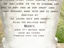 
William Fredrich SCHLOSS,
husband father,
died 25 Oct 1918 aged 68 years;
Mary,
wife,
died 7 March 1938 aged 83 years;
Warra cemetery, Wambo Shire
