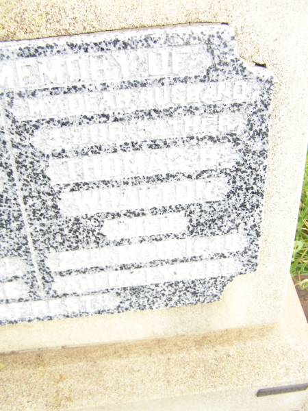 William (Ted) WHARTON,  | son brother,  | died 29 Sept 1924 aged 12 years;  | Thomas H. WHARTON,  | died 23 March 1948 aged 71 years;  | Warra cemetery, Wambo Shire  | 