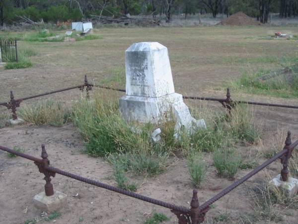 John DITTMAN,  | husband,  | died Warra 1 May 1908 aged 69 years;  | Warra cemetery, Wambo Shire  | 