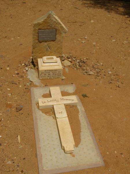 Ethelia PAIGE,  | Ethelia, wife of W.M. PAIGE, died 18 Aug 1915, aged 56  | Ernie and Sarah Paige and their family were pioneers of William Creek (1886 - 1930)  | William Creek,  | South Australia  | 