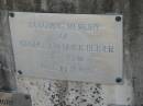 Emma REISER
8 Jun 1893, aged 48
(daughter) Louisa
18 Apr 1898, aged 25
George Edward LEA
(son of Barry and Rose LEA)
26 Aug 1915, aged 17
George Fredrick REISER
d: 1920, aged 77
Henry LEA
Apr 1938, aged 84
Rosina Emma LEA
31 Jul 1960, aged 92 years 11 months
Clara Isabel DE BONO
(eldest daughter of) Henry and Rosina LEA
20 Jul 1985, aged 95
William Stewart LEA
b: 5 Oct 1903, d: 14 Mar 1990
Wonglepong cemetery, Beaudesert