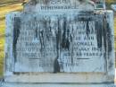 BAGNALL
Timothy Corbett BAGNALL
10 Dec 1932, aged 62
Rose Ann BAGNALL
1 Jul 1949, aged 68
Harold Corbett BAGNALL
b: 23 Aug 1918, d: 2 Oct 1996
Dorothy May BAGNALL (nee FLESSER)
b: 20 Dec 1924, d: 23 Jul 2000
Wonglepong cemetery, Beaudesert
