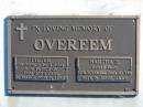 OVEREEM;
Pieter,
14-7-1911 - 26-3-2003, 91 years;
Bartha H. died 14 Nov 2003, 87 years;
Woodford Cemetery, Caboolture