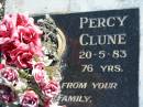 Percy CLUNE,
20-5-83, 76 years;
Woodford Cemetery, Caboolture