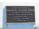 Arthur Joseph WREN,
husband of Elizabeth Sarah,
father of George & Irene,
1-12-1880 - 31-7-1928;
Woodford Cemetery, Caboolture