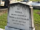 Norma, daughter of Norman & Alice BLEAKLEY,
died 30 July 1949 aged 26 years;
Woodford Cemetery, Caboolture