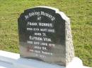 Frank NONMUS, died 27 Sept 1952 aged 71;
Elfrida VIVA, died 22 June 1975 aged 84;
parents;
Woodford Cemetery, Caboolture