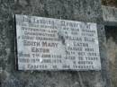 Edith Mary EATON,
mother mother-in-law grandmother great-grandmother,
born 7 June 1896 died 15 June 1978;
William Ollie EATON,
husband father,
died 16 Oct 1953 aged 58 years 9 months;
Woodford Cemetery, Caboolture