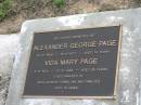 Alexander George PAGE,
18-12-1898 - 15-9-1977 aged 79 years;
Vida Mary PAGE,
6-8-1903 - 12-10-1998 aged 95 years;
parents of Alex, Gordon, Frank, Ian and families;
Woodford Cemetery, Caboolture