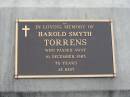 Harold Smyth TORRENS,
died 16 Dec 1983 aged 76 years;
Woodford Cemetery, Caboolture