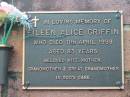 Eileen Alice GRIFFIN,
wife mother grandmother great-grandmother,
died 11 April 1998 aged 83 years;
Woodford Cemetery, Caboolture