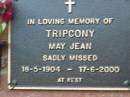 May Jean TRIPCONI,
18-5-1904 - 17-6-2000;
Woodford Cemetery, Caboolture