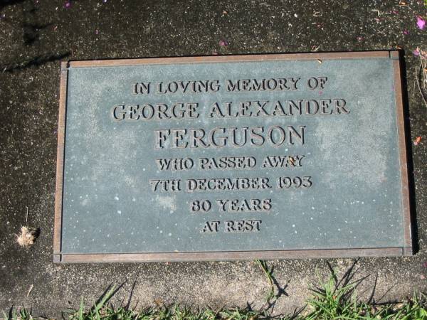 George Alexander FERGUSON,  | died 7 Dec 1993, 80 years;  | Woodford Cemetery, Caboolture  | 