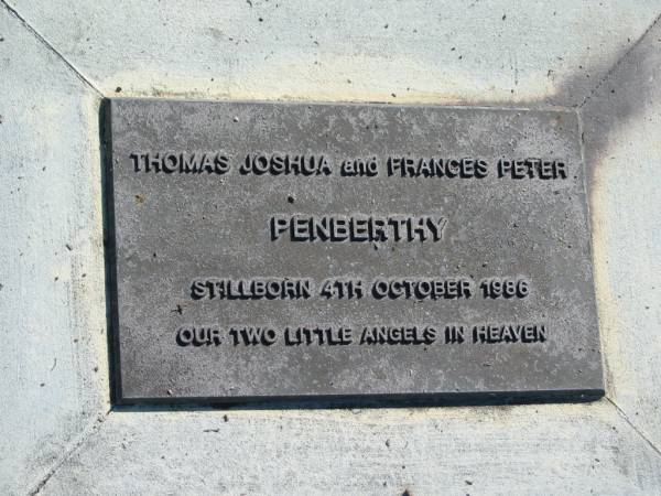 Thomas Joshua & Frances Peter PENBERTHY,  | stillborn 4 Oct 1986;  | Woodford Cemetery, Caboolture  | 