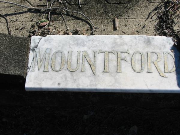 William MOUNTFORD,  | died 1940 aged 54 years;  | Emma MOUNTFORD,  | died 1949 aged 101 years;  | Margaret Amy MOUNTFORD, wife mother,  | died 17 Aug 1981 aged 52 years;  | Woodford Cemetery, Caboolture  | 