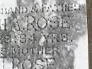 
Joseph A ROSE
20 Jan 1966, aged 64
(mother) Ann J ROSE
9 Dec 1955, aged 86
Woodhill cemetery (Veresdale), Beaudesert shire

