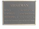 
Agnes Stegeman, aged 1 yr, buried 22 Mar 1902
Edward F Stegeman aged 42 yrs, buried 20 Jul 1909
Fredricka J Stegeman aged 65 yrs buried 5 Sep 1934
(erected by Dorothy H Hancock (granddaughter))
Woodhill cemetery (Veresdale), Beaudesert shire


