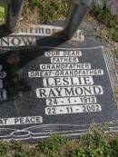 
Florence Elizabeth SNOW
b: 3 Apr 1917, d: 24 Oct 1997
Leslie Raymond SNOW
b: 24 Jan 1913, d: 22 Nov 2002
Woodhill cemetery (Veresdale), Beaudesert shire

