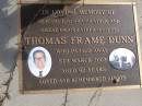 
Thomas Frame Dunn
8 Mar 2003,aged 92
Woodhill cemetery (Veresdale), Beaudesert shire

