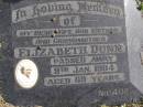 
Elizabeth Dunn
9 Jan 1984, aged 69
Woodhill cemetery (Veresdale), Beaudesert shire

