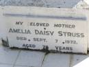 
Betty Struss
d: 21 Jun 1921, aged 5
Amelia Daisy Struss
d: 7 Sep 1972, aged 78
Woodhill cemetery (Veresdale), Beaudesert shire

