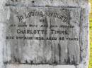 
Charlotte Timms
2 Aug 1936, aged 48
Woodhill cemetery (Veresdale), Beaudesert shire

